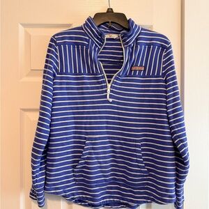 Vineyard Vines Royal Blue & White Striped Quarter-Zip Pullover